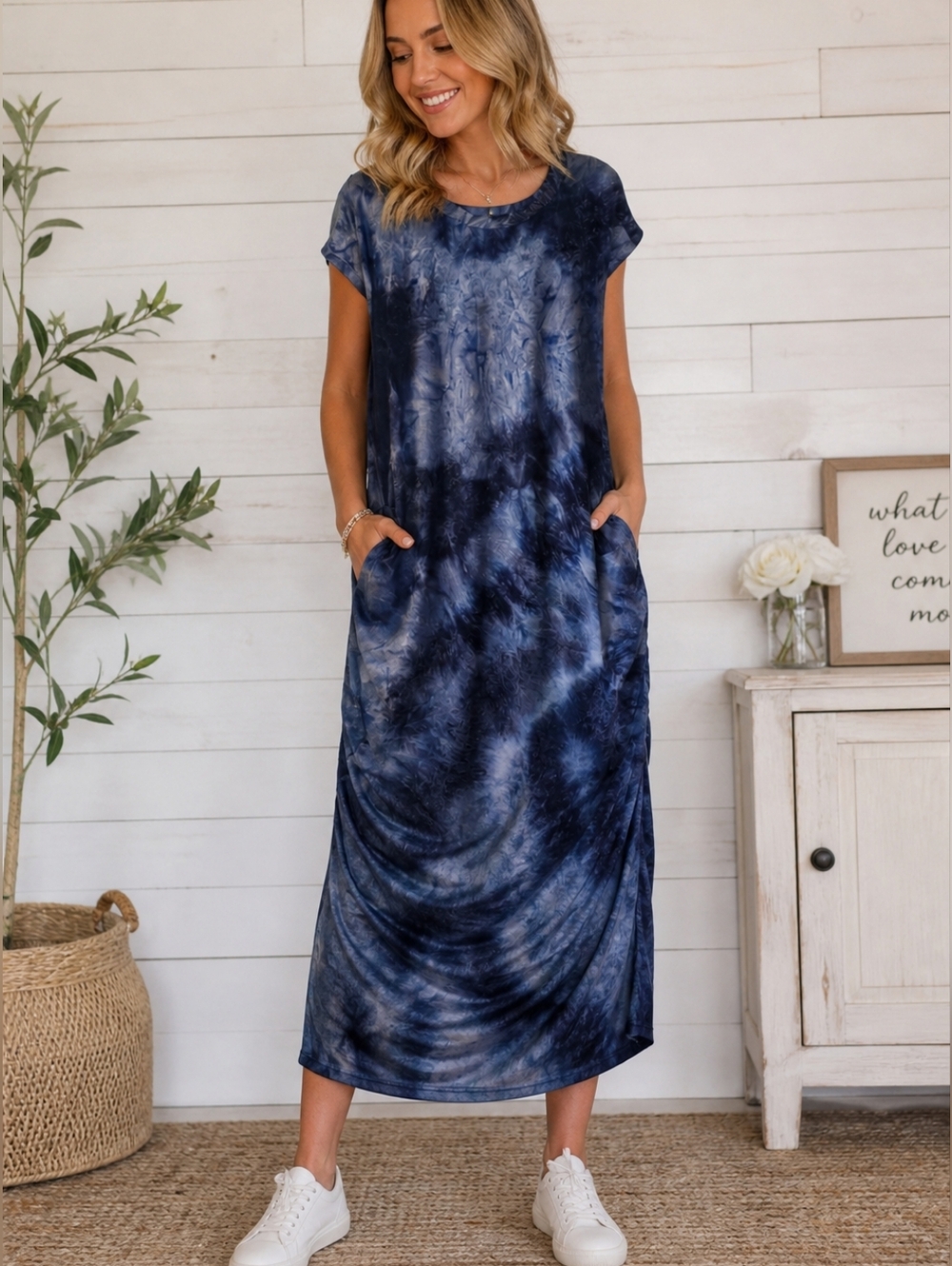Umgee Navy Tie-Dye Dress